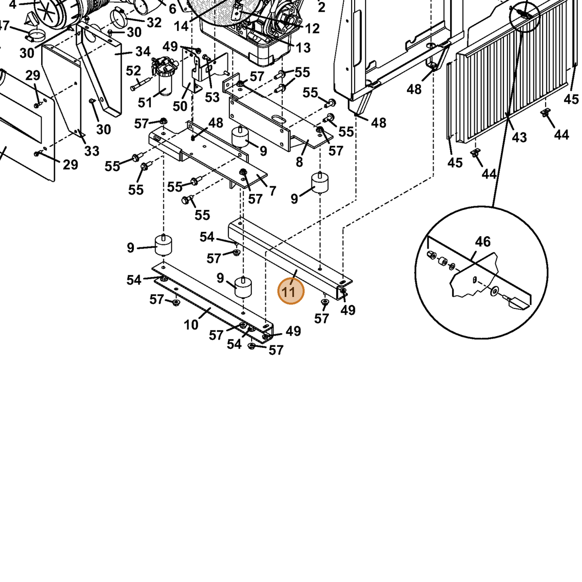 Grasshopper part 725384 — IPL diagram snippet (6x zoom, amber highlight)
