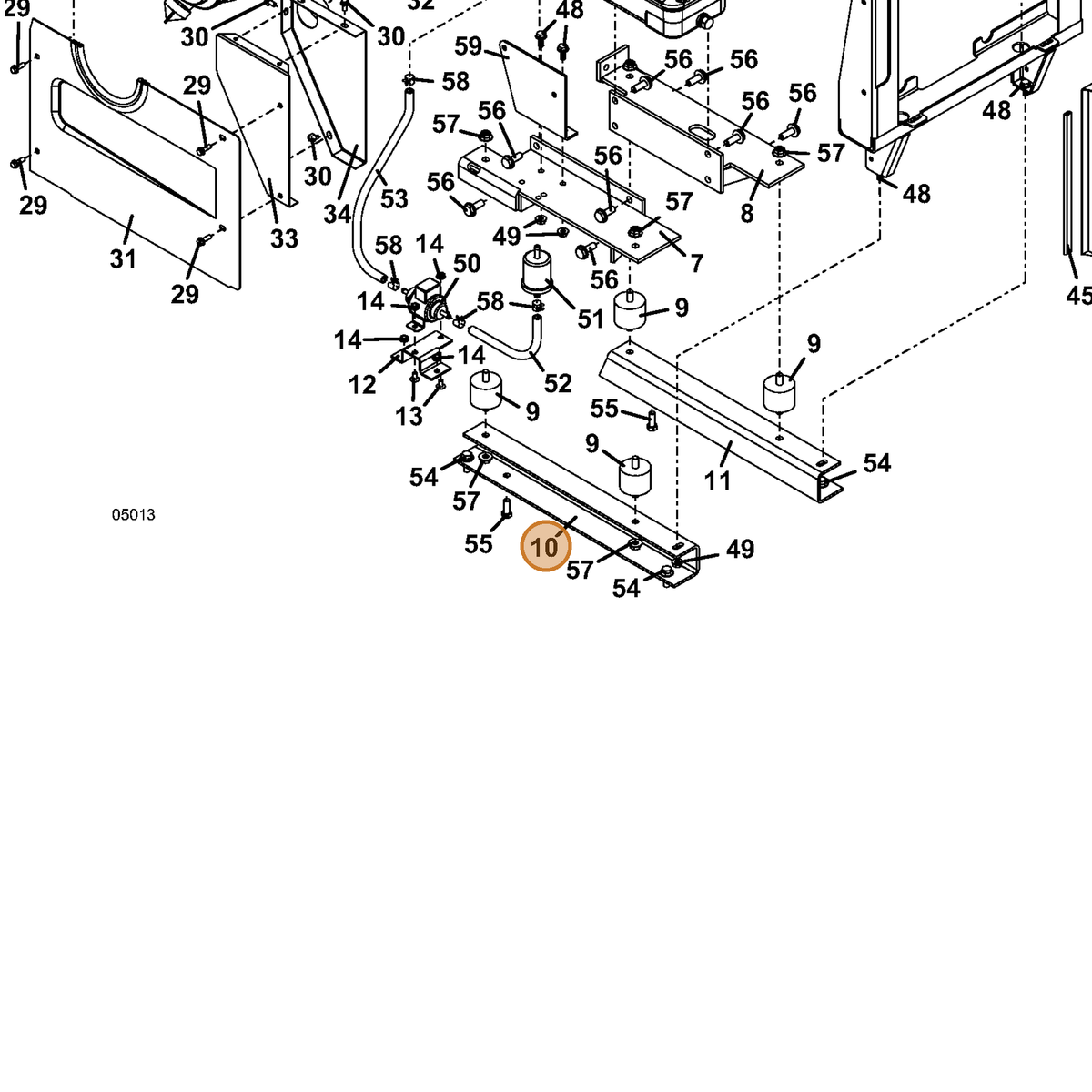 Grasshopper part 725388 — IPL diagram snippet (6x zoom, amber highlight)
