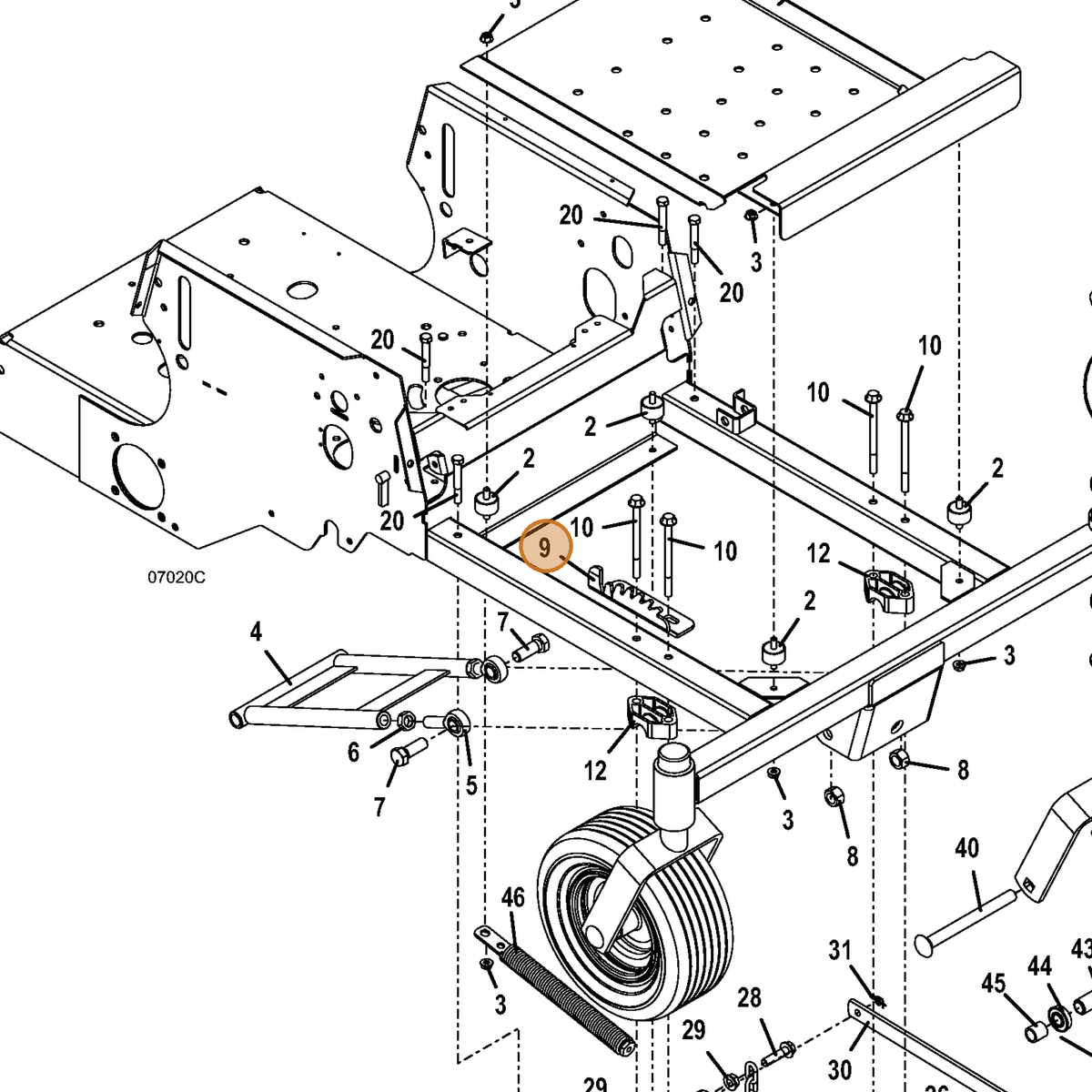 Grasshopper part 725464 — IPL diagram snippet (6x zoom, amber highlight)