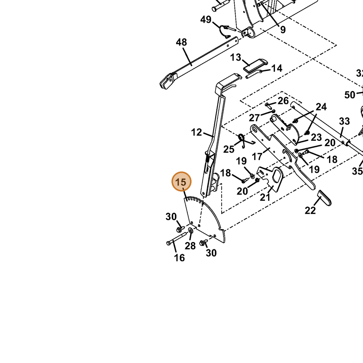Grasshopper part 726037 — IPL diagram snippet (6x zoom, amber highlight)