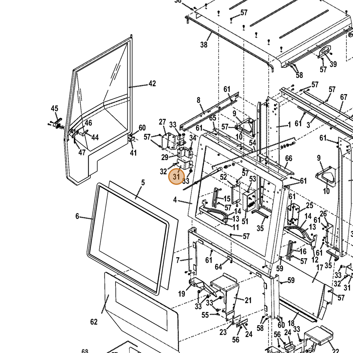 Grasshopper part 726067 — IPL diagram snippet (6x zoom, amber highlight)