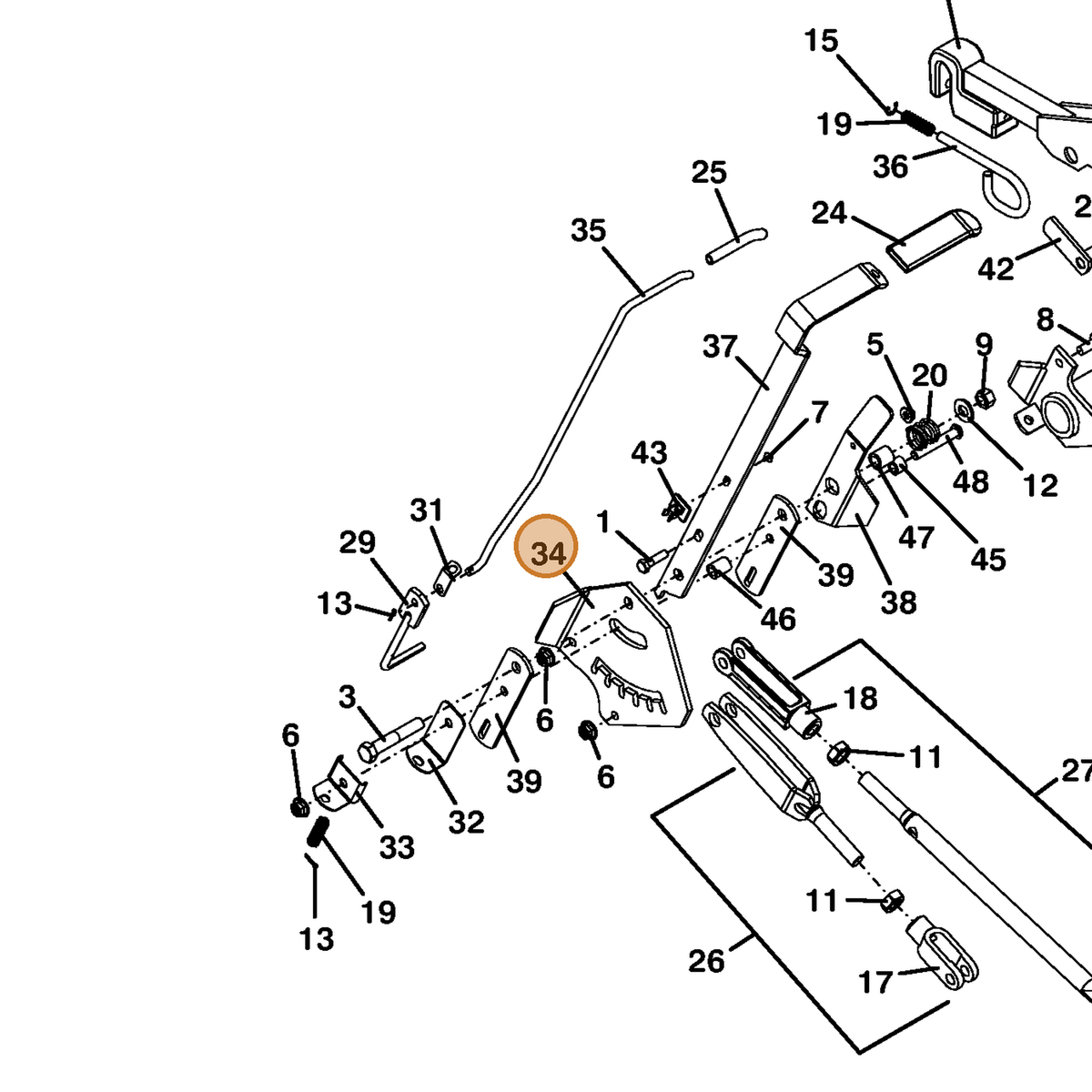 Grasshopper part 726094 — IPL diagram snippet (6x zoom, amber highlight)
