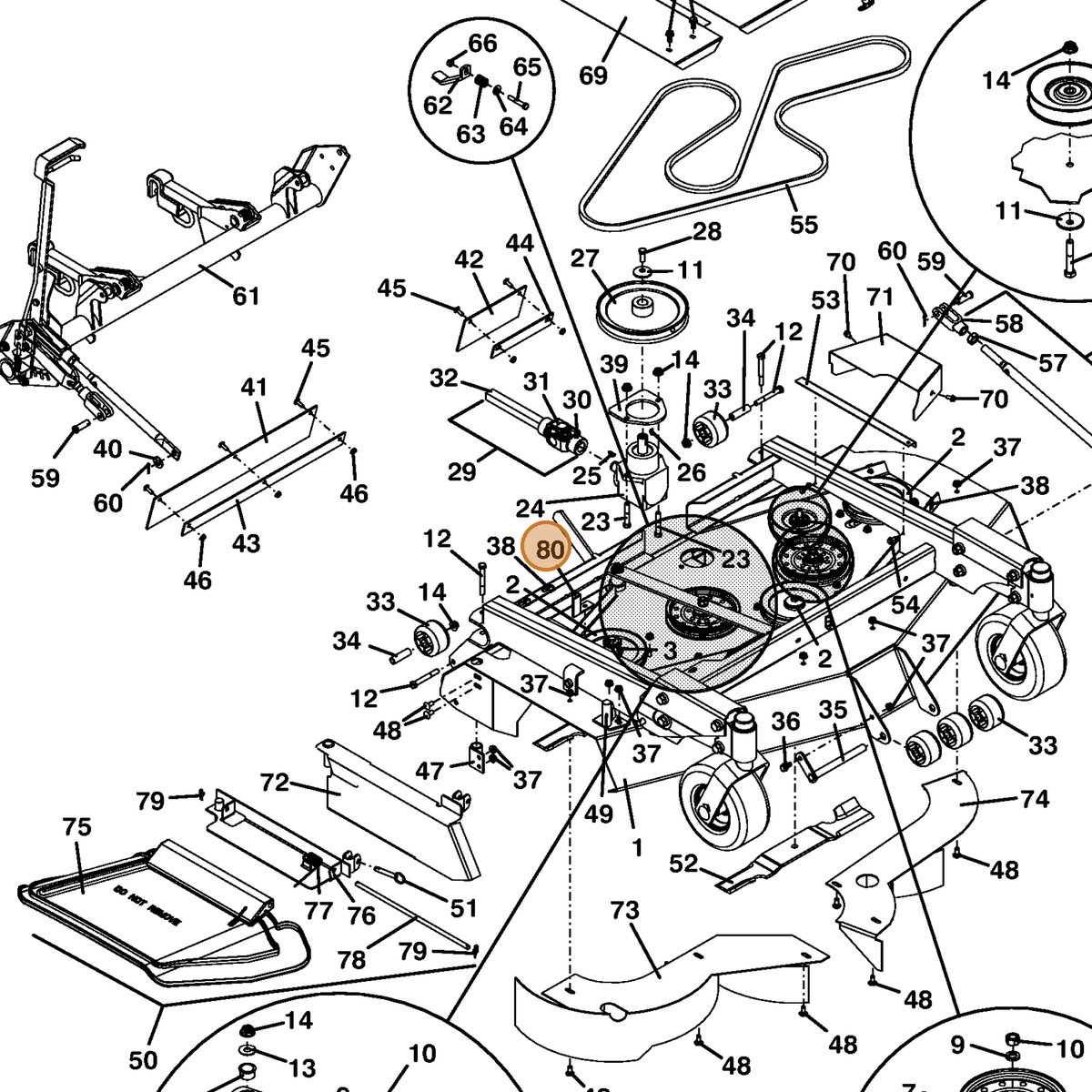 Grasshopper part 729003 — IPL diagram snippet (6x zoom, amber highlight)