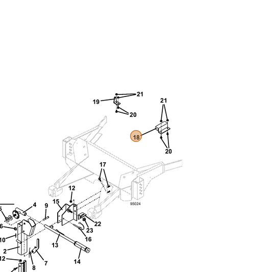 Grasshopper part 729023 — IPL diagram snippet (6x zoom, amber highlight)