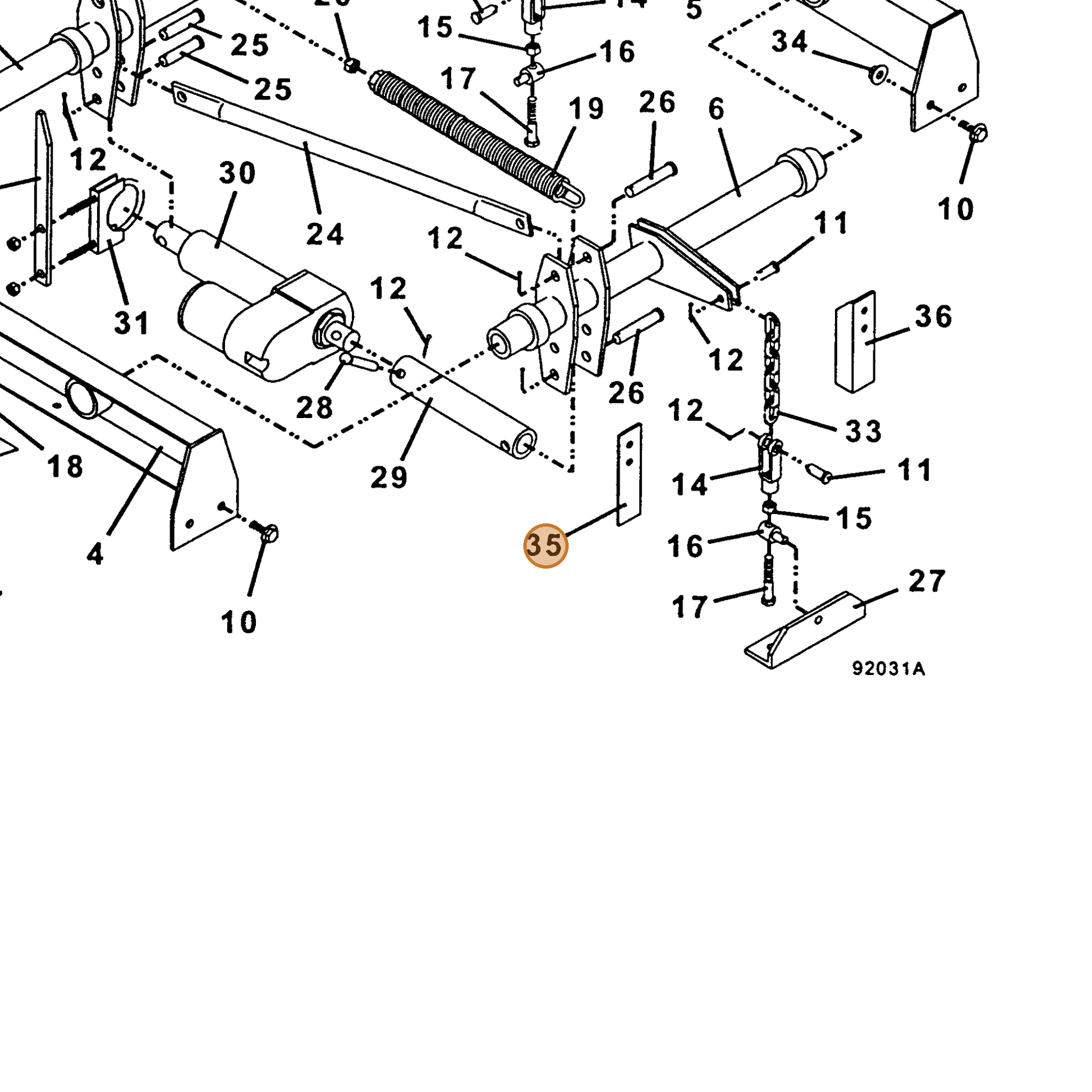 Grasshopper part 729029 — IPL diagram snippet (6x zoom, amber highlight)