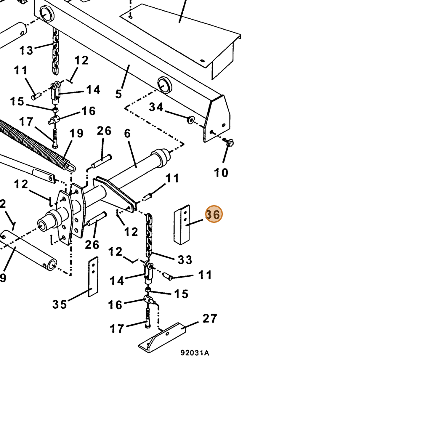 Grasshopper part 729030 — IPL diagram snippet (6x zoom, amber highlight)