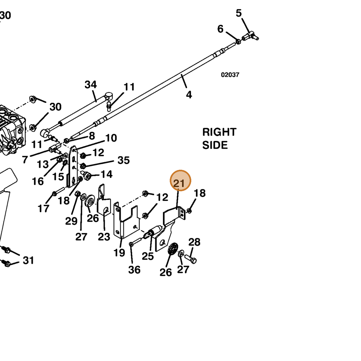 Grasshopper part 729136 — IPL diagram snippet (6x zoom, amber highlight)