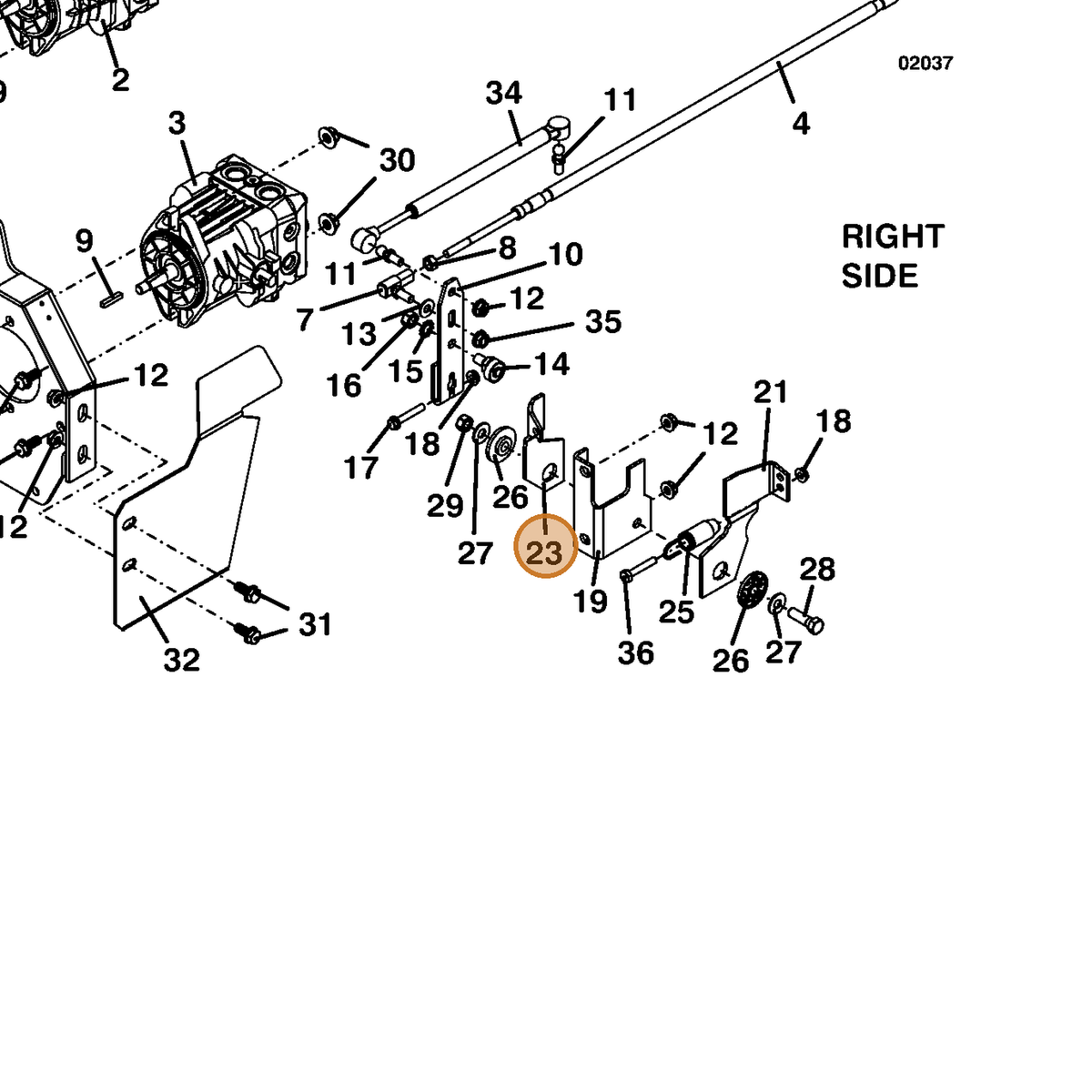 Grasshopper part 729138 — IPL diagram snippet (6x zoom, amber highlight)
