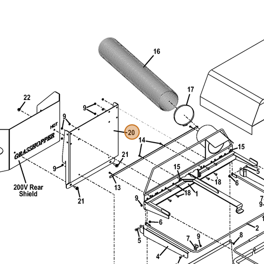 Grasshopper part 729149 — IPL diagram snippet (6x zoom, amber highlight)