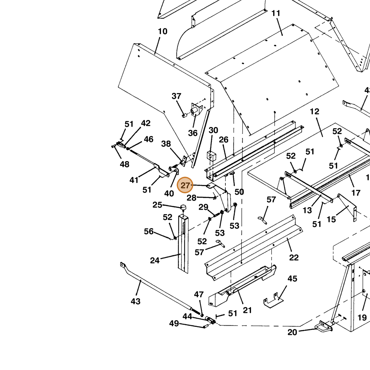 Grasshopper part 729152 — IPL diagram snippet (6x zoom, amber highlight)