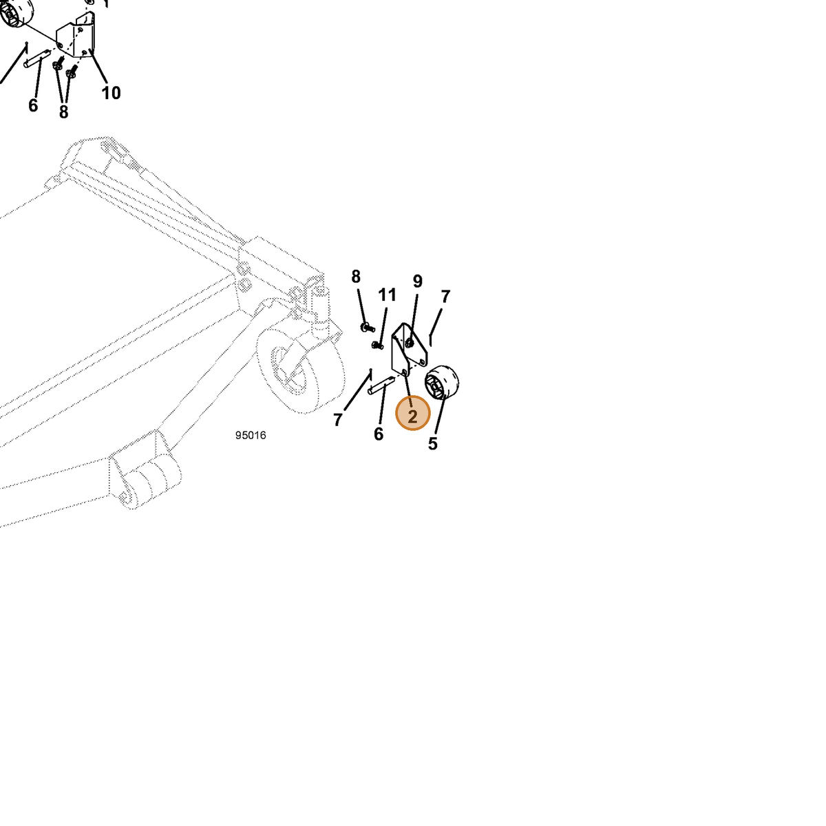 Grasshopper part 729154 — IPL diagram snippet (6x zoom, amber highlight)