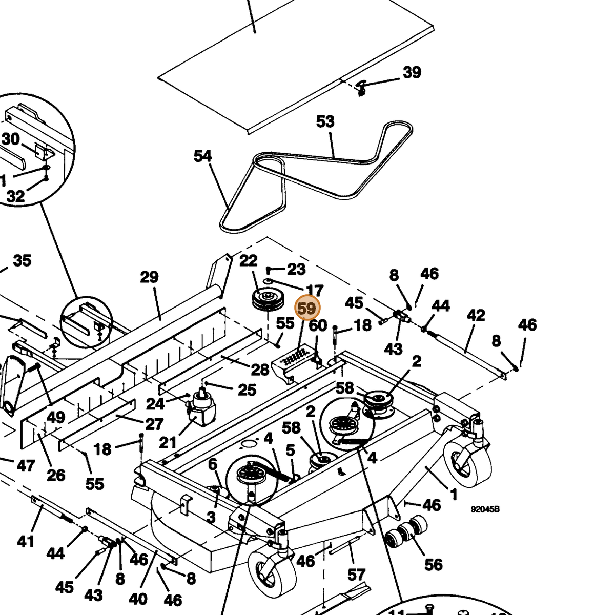 Grasshopper part 729222 — IPL diagram snippet (6x zoom, amber highlight)