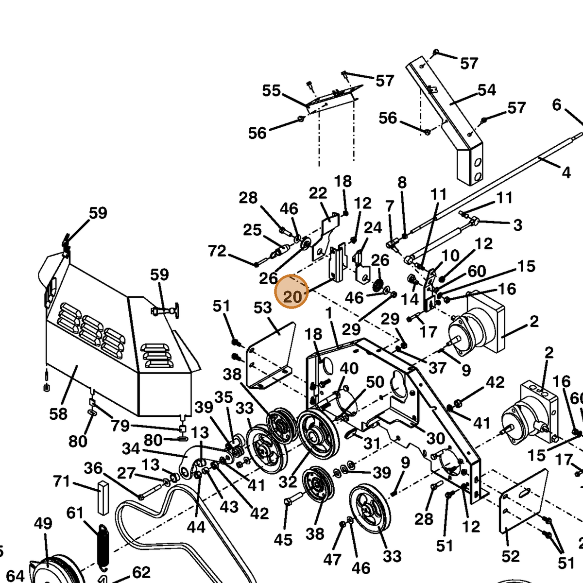 Grasshopper part 729228 — IPL diagram snippet (6x zoom, amber highlight)