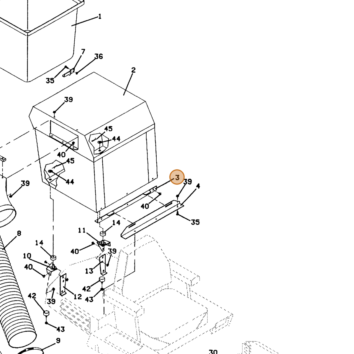 Grasshopper part 729278 — IPL diagram snippet (6x zoom, amber highlight)