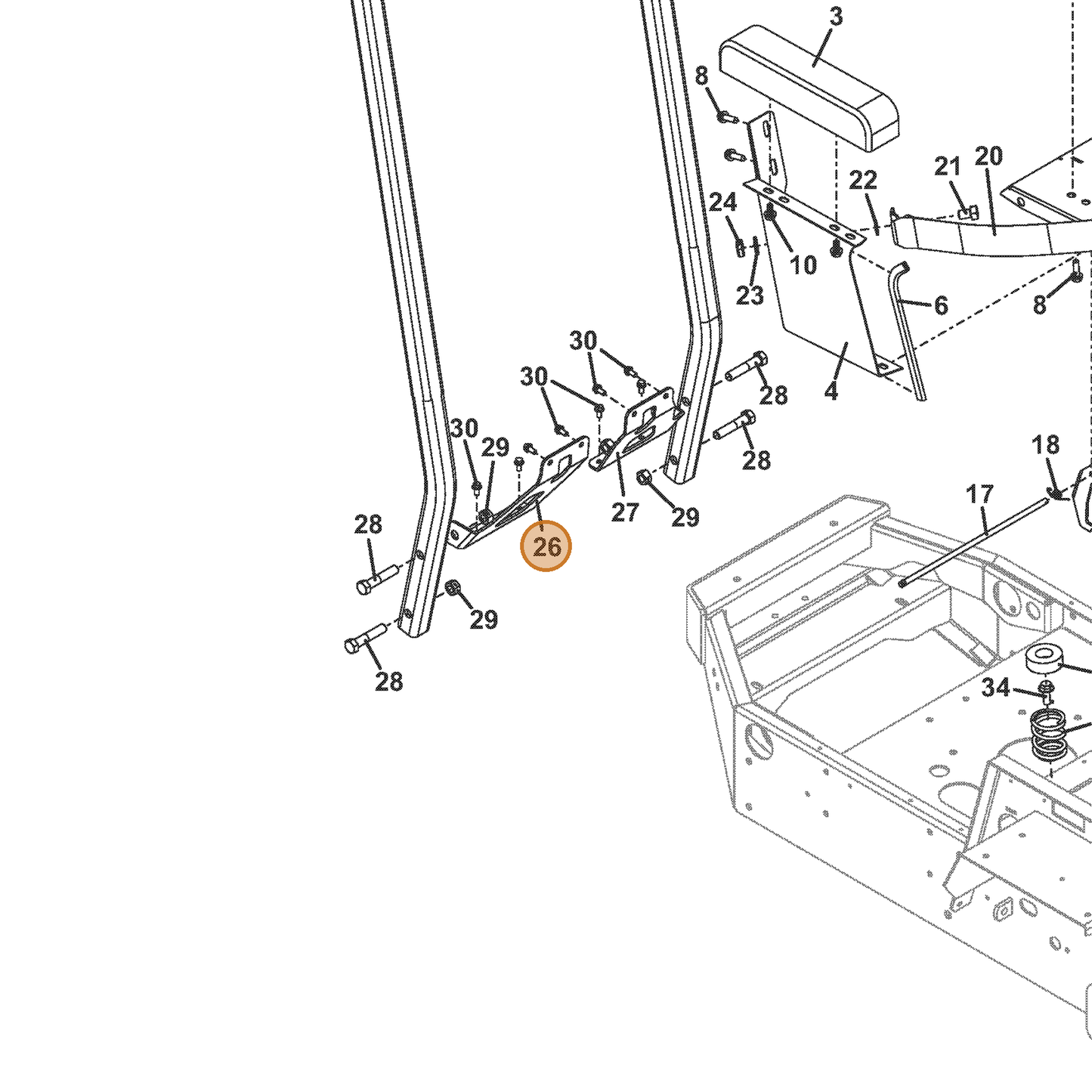 Grasshopper part 729306 — IPL diagram snippet (6x zoom, amber highlight)
