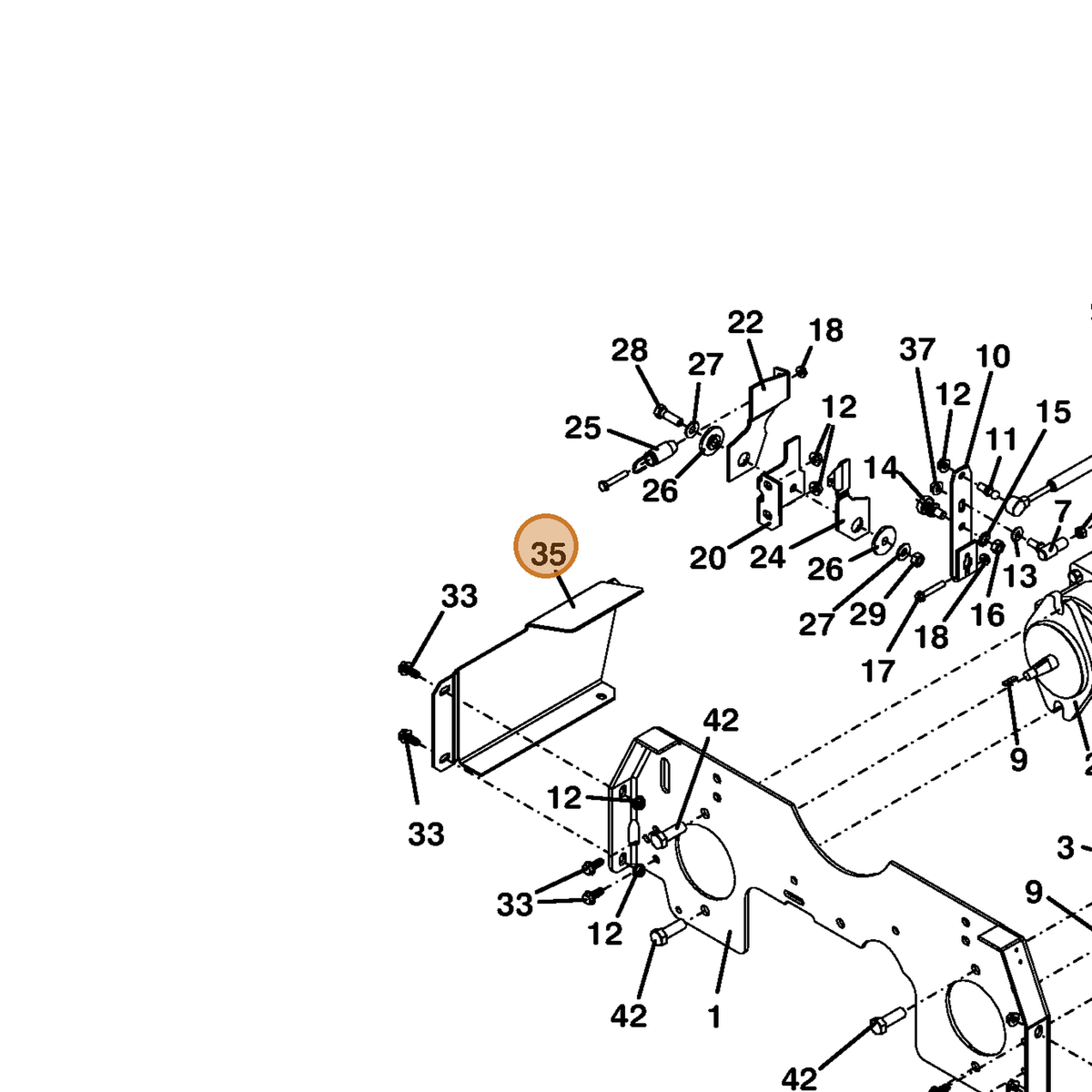 Grasshopper part 729309 — IPL diagram snippet (6x zoom, amber highlight)