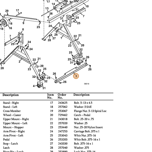Grasshopper part 729461 — IPL diagram snippet (6x zoom, amber highlight)