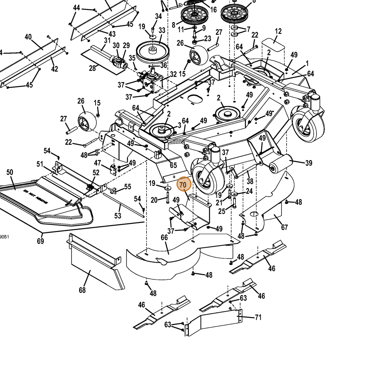 Grasshopper part 729484 — IPL diagram snippet (6x zoom, amber highlight)