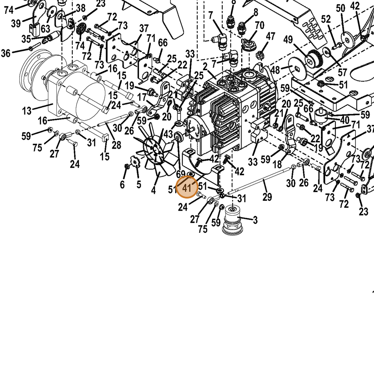 Grasshopper part 729529 — IPL diagram snippet (6x zoom, amber highlight)