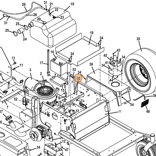 Grasshopper part 729577 — IPL diagram snippet (6x zoom, amber highlight)