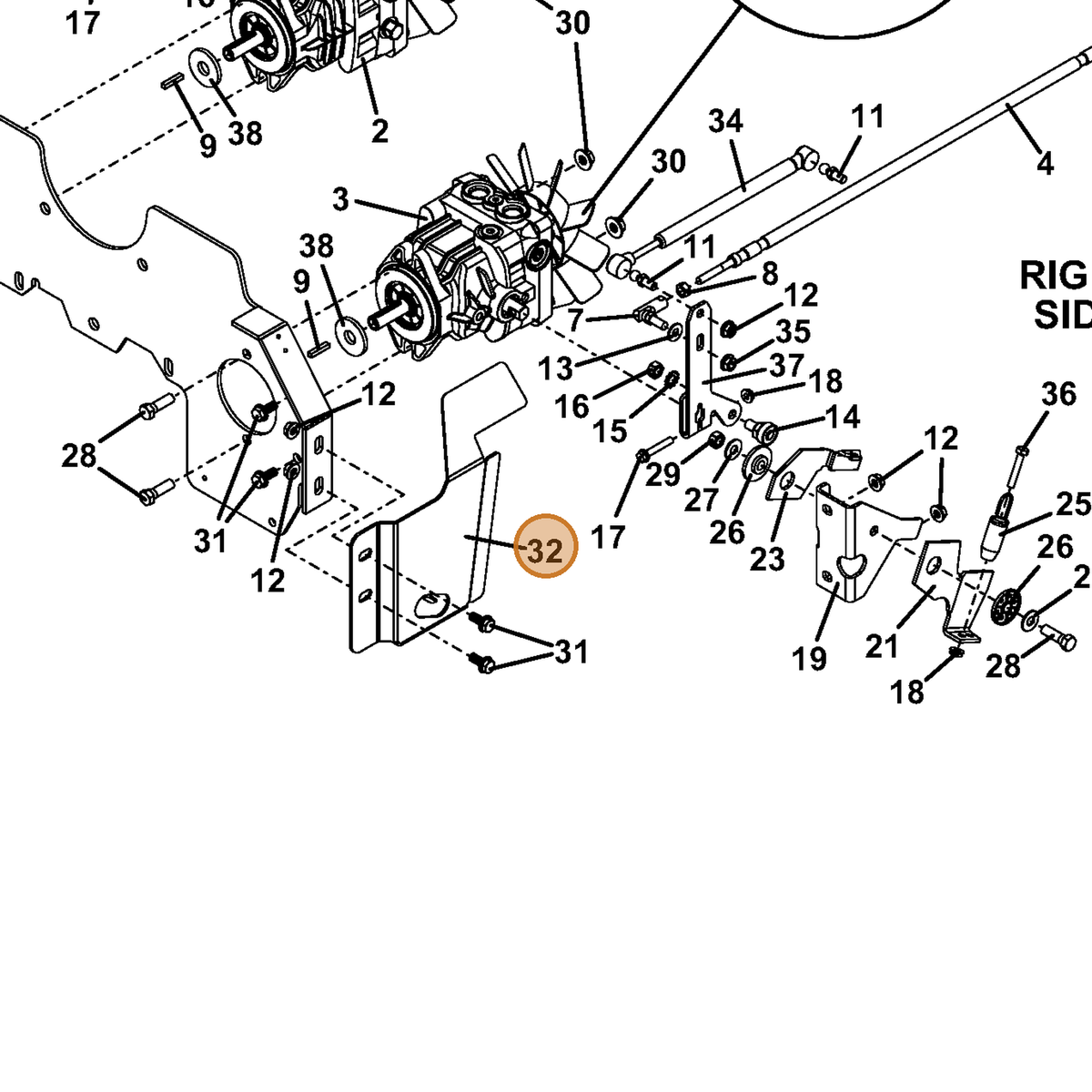 Grasshopper part 729648 — IPL diagram snippet (6x zoom, amber highlight)