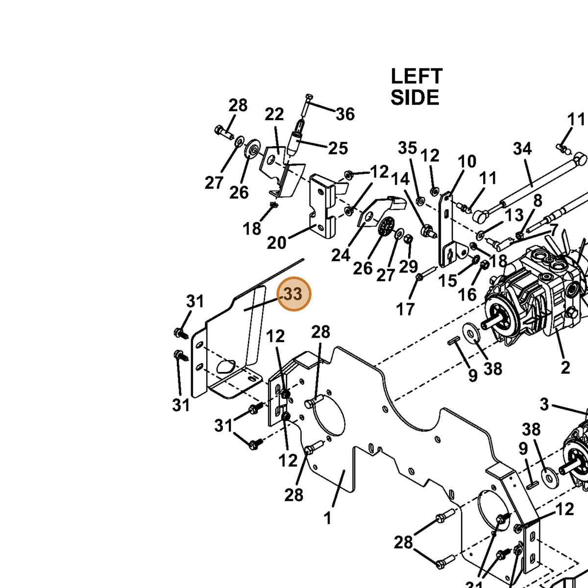 Grasshopper part 729649 — IPL diagram snippet (6x zoom, amber highlight)