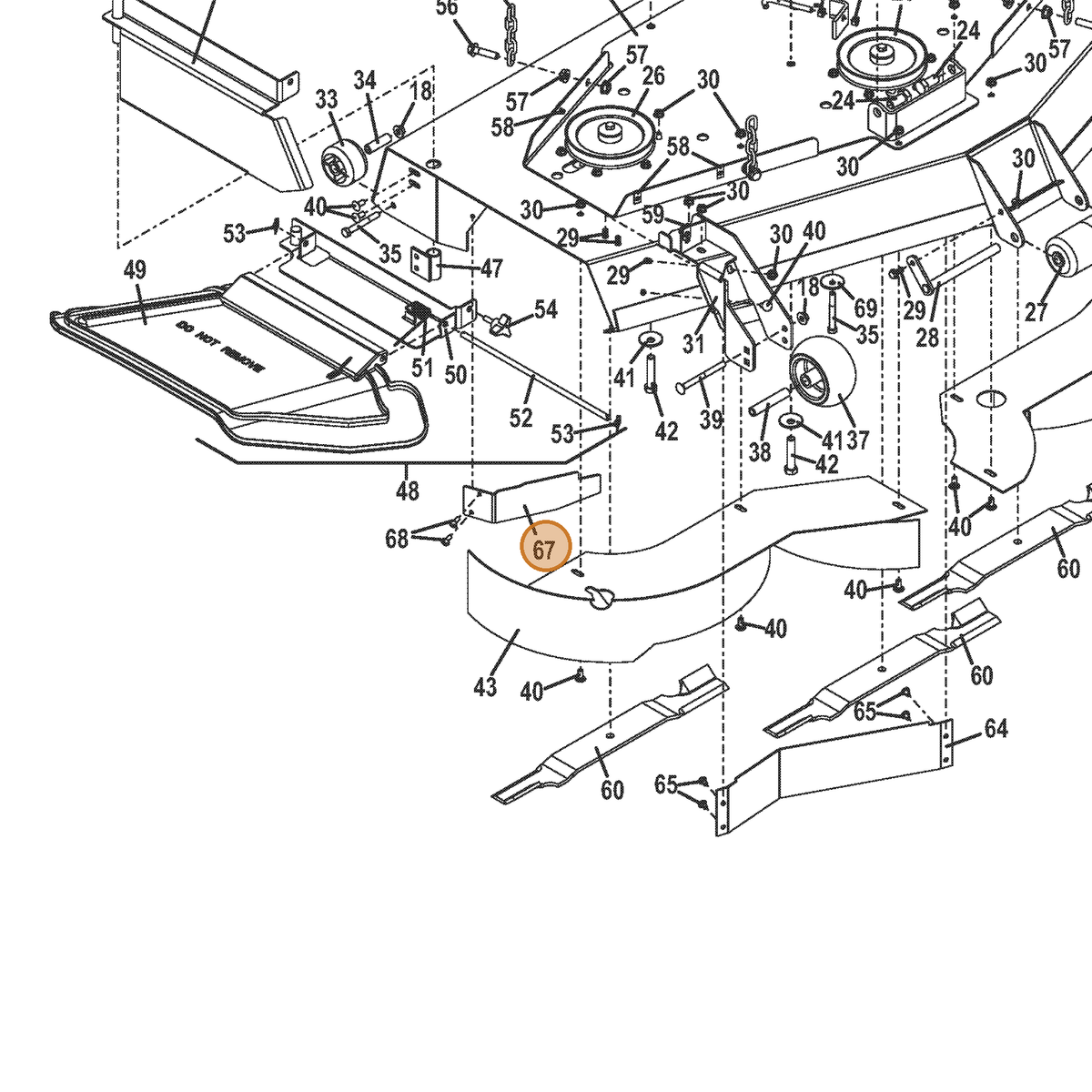 Grasshopper part 729687 — IPL diagram snippet (6x zoom, amber highlight)