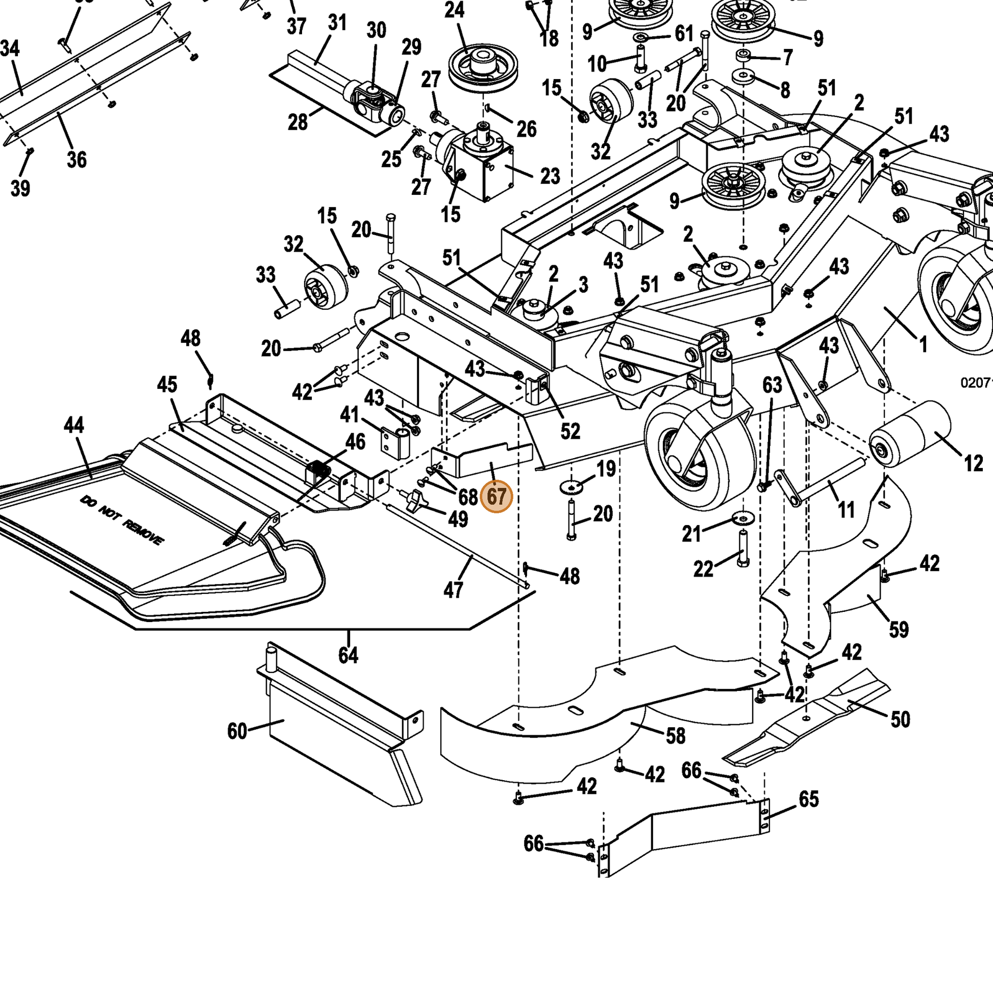 Grasshopper part 729704 — IPL diagram snippet (6x zoom, amber highlight)