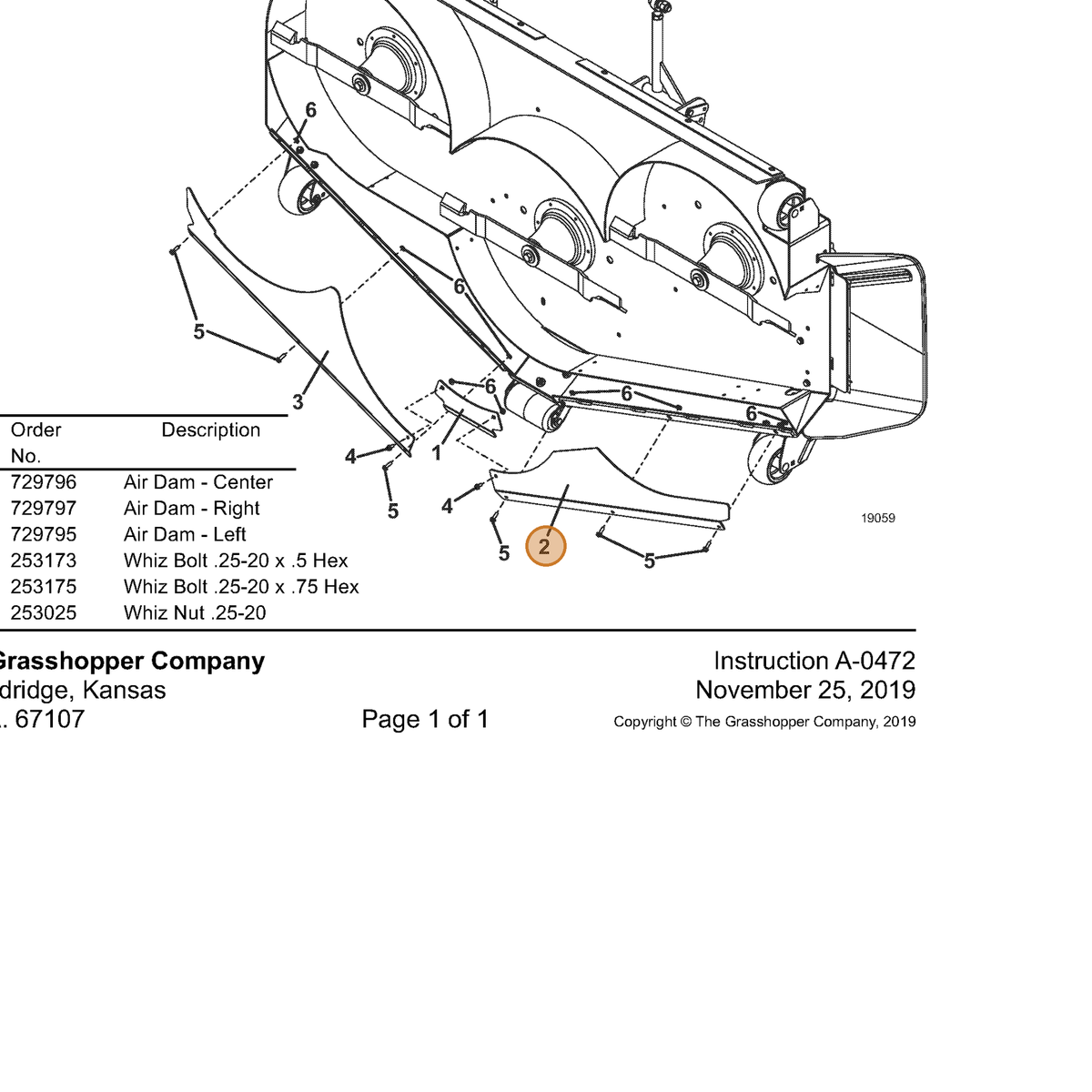 Grasshopper part 729797 — IPL diagram snippet (6x zoom, amber highlight)