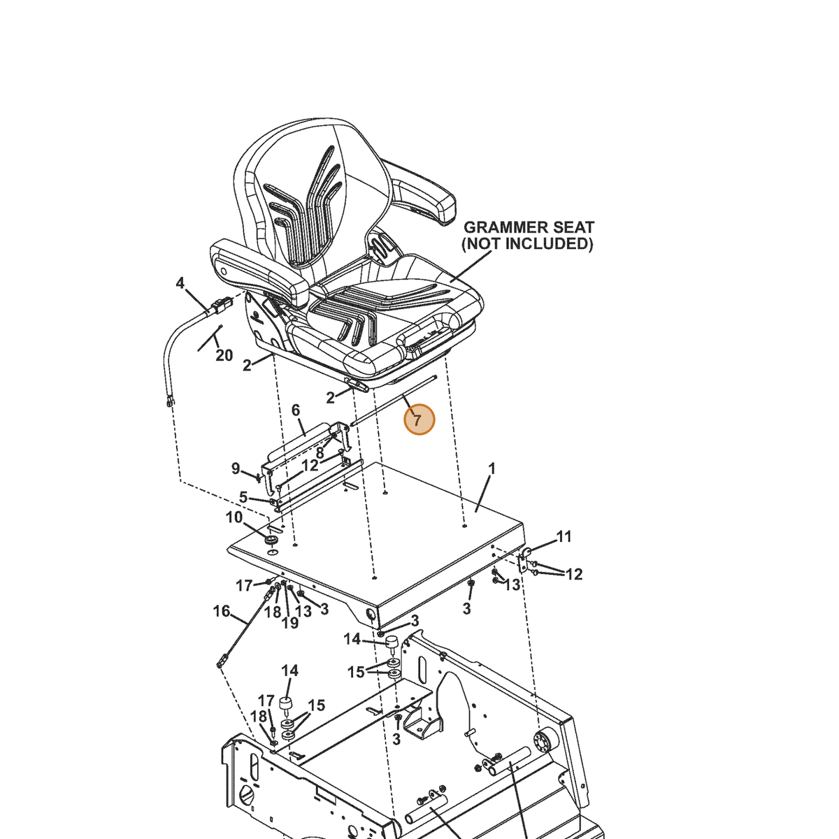 Grasshopper part 730230 — IPL diagram snippet (6x zoom, amber highlight)