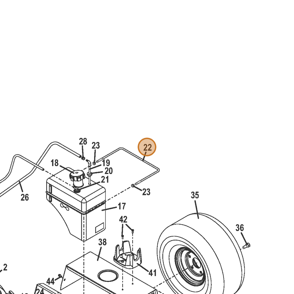 Grasshopper part 730451 — IPL diagram snippet (6x zoom, amber highlight)
