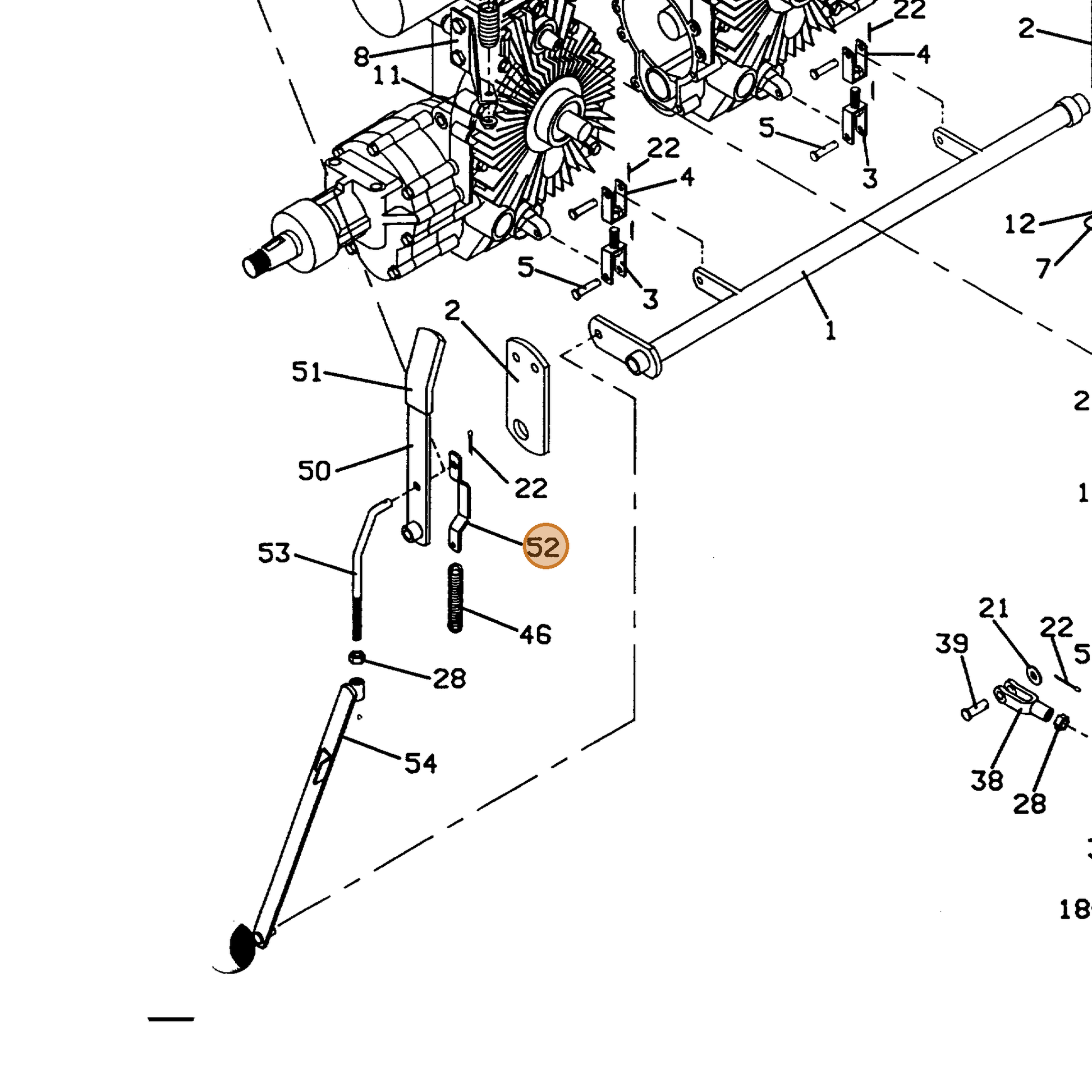 Grasshopper part 732307 — IPL diagram snippet (6x zoom, amber highlight)