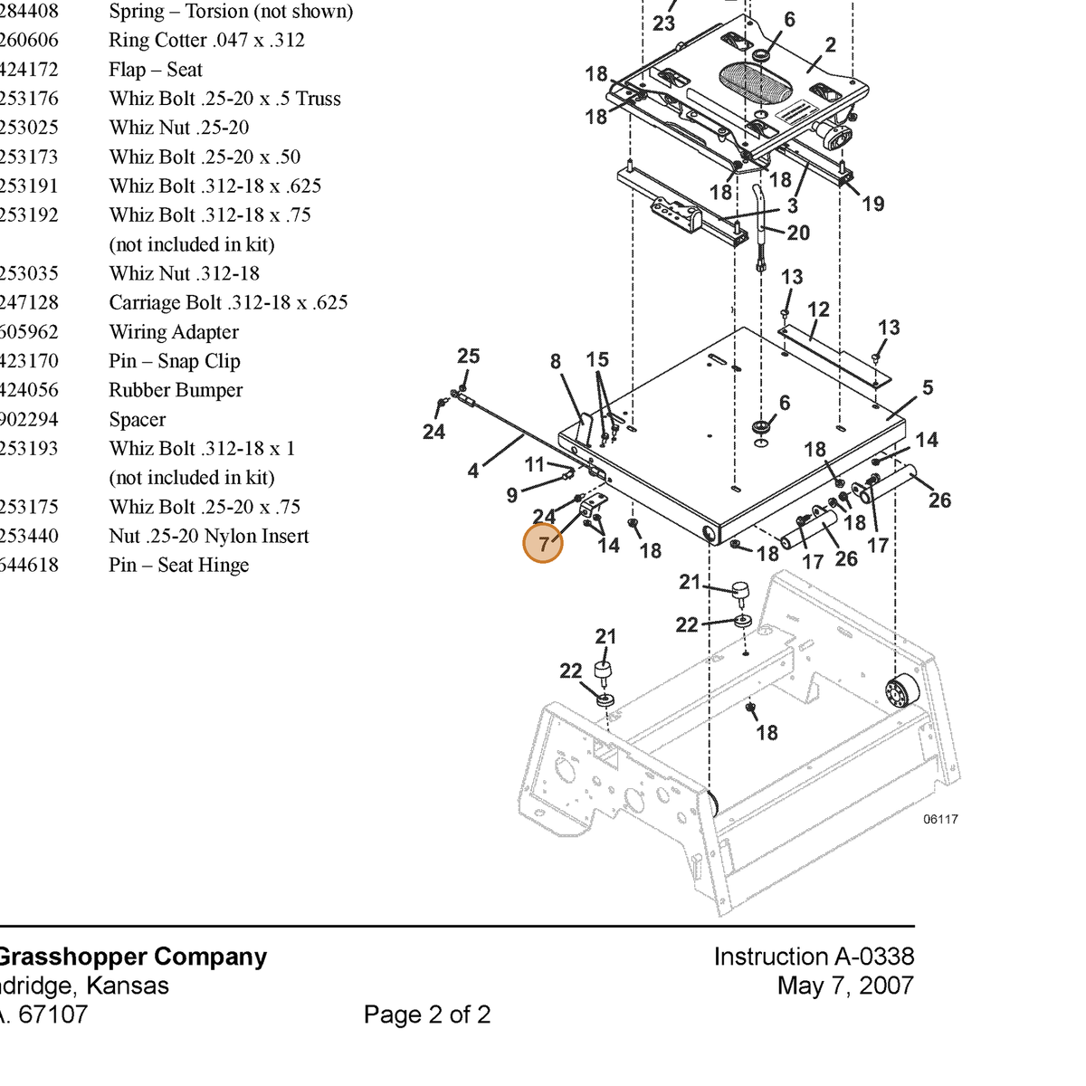 Grasshopper part 732406 — IPL diagram snippet (6x zoom, amber highlight)