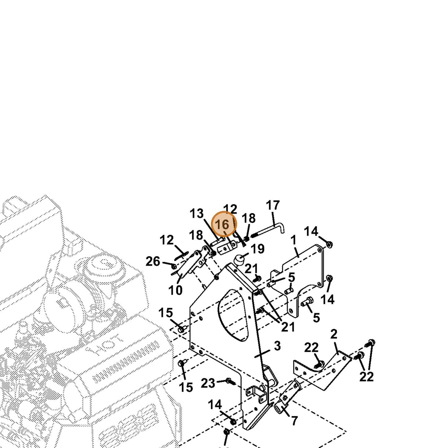 Grasshopper part 732518 — IPL diagram snippet (6x zoom, amber highlight)