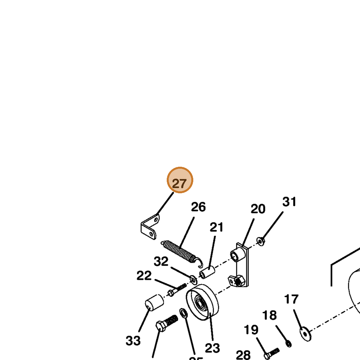 Grasshopper part 732550 — IPL diagram snippet (6x zoom, amber highlight)