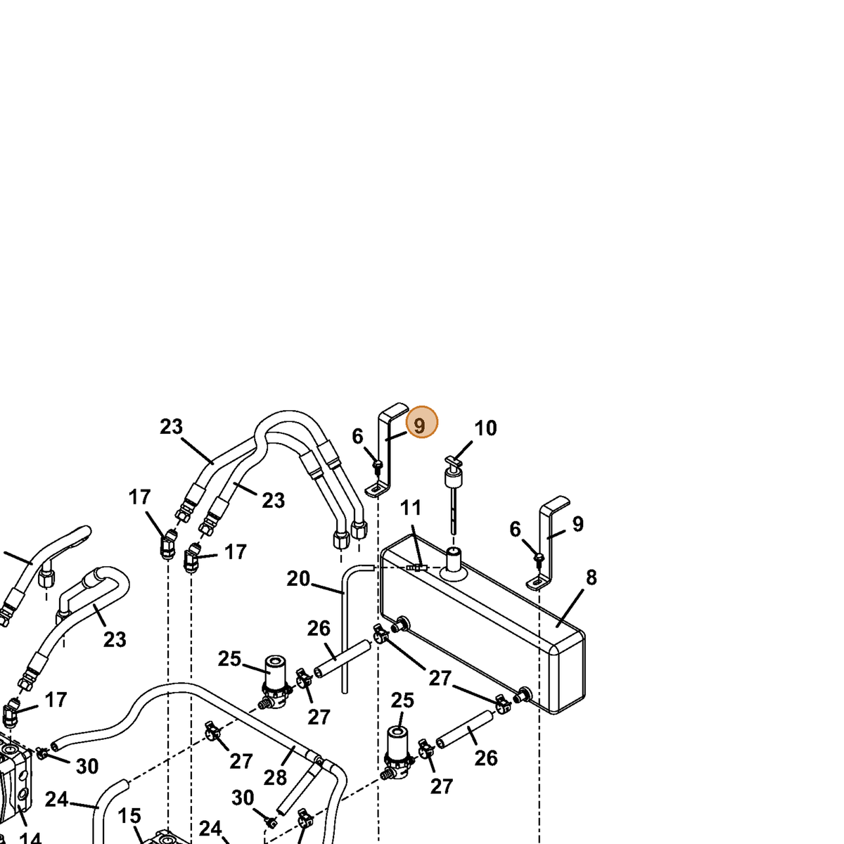 Grasshopper part 732557 — IPL diagram snippet (6x zoom, amber highlight)