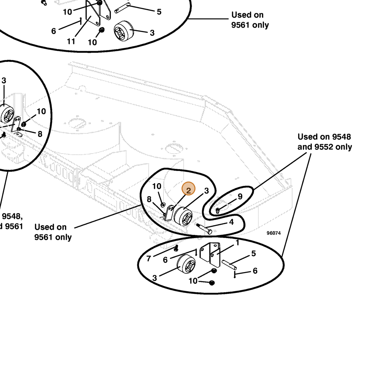 Grasshopper part 732599 — IPL diagram snippet (6x zoom, amber highlight)
