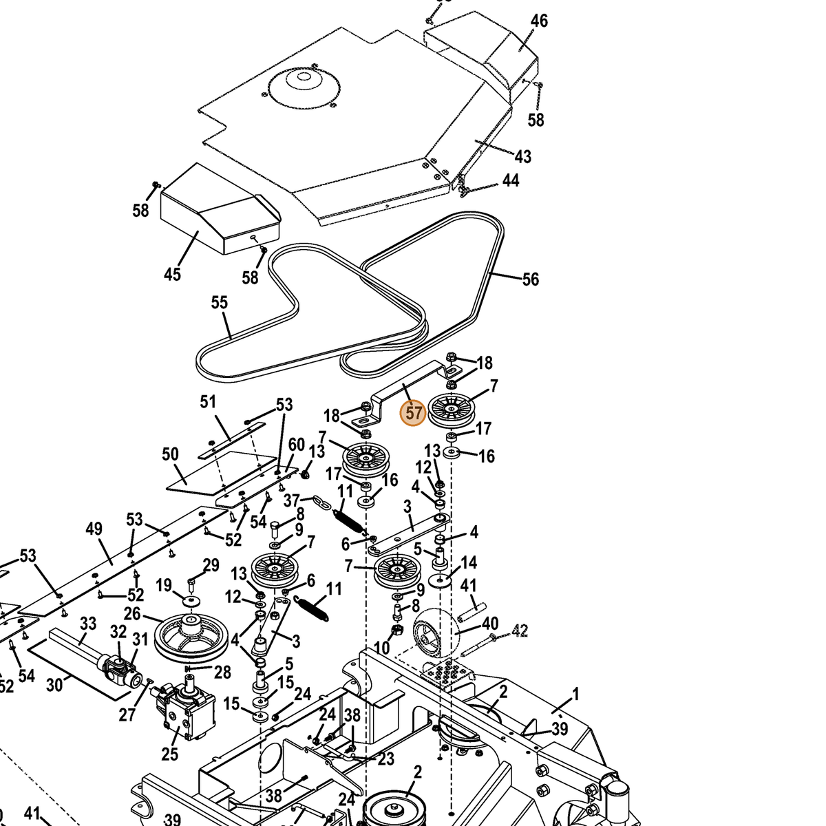 Grasshopper part 732605 — IPL diagram snippet (6x zoom, amber highlight)