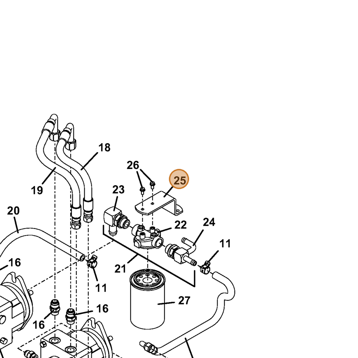 Grasshopper part 732609 — IPL diagram snippet (6x zoom, amber highlight)