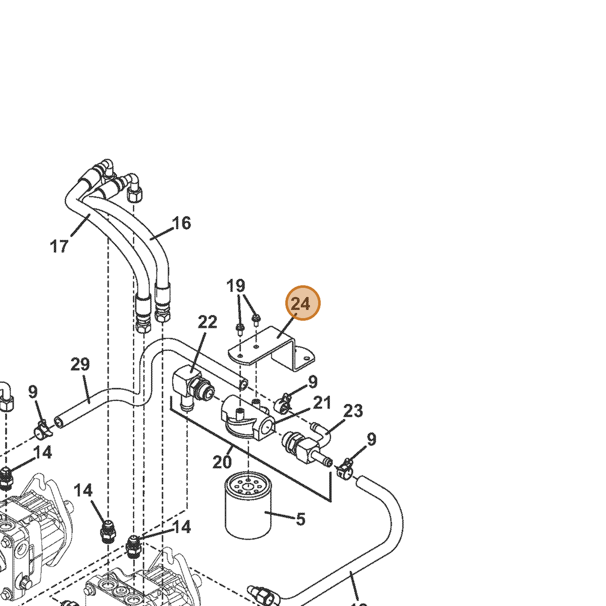Grasshopper part 732614 — IPL diagram snippet (6x zoom, amber highlight)