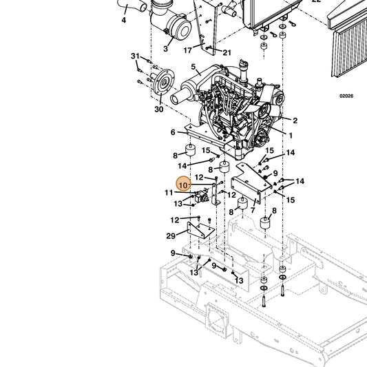 Grasshopper part 732883 — IPL diagram snippet (6x zoom, amber highlight)