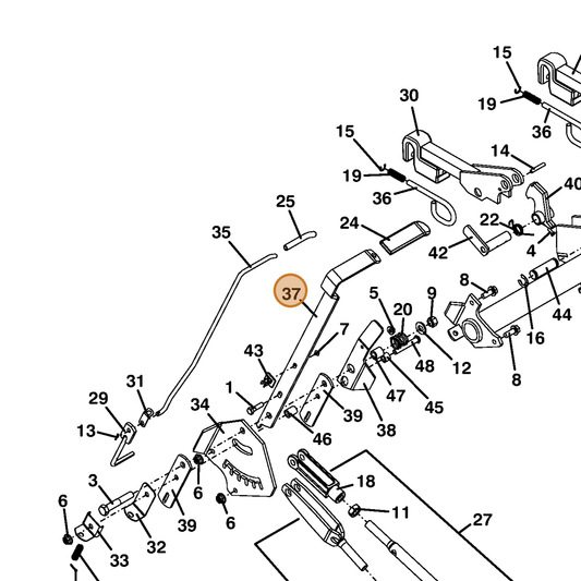 Grasshopper part 733011 — IPL diagram snippet (6x zoom, amber highlight)