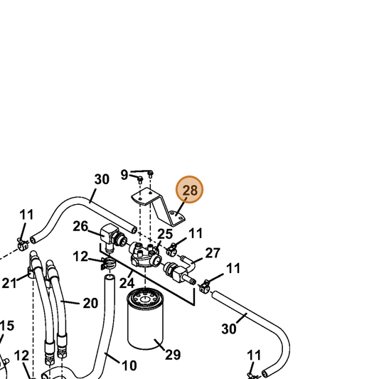 Grasshopper part 733124 — IPL diagram snippet (6x zoom, amber highlight)