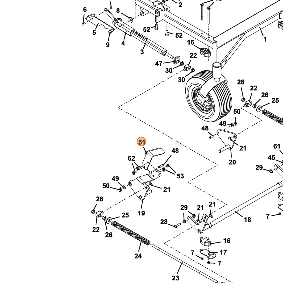 Grasshopper part 733357 — IPL diagram snippet (6x zoom, amber highlight)