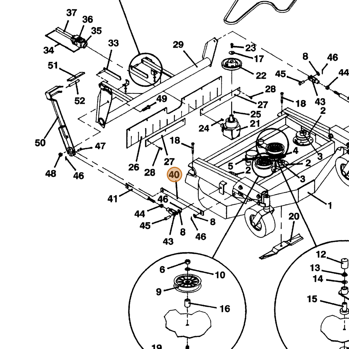 Grasshopper part 734069 — IPL diagram snippet (6x zoom, amber highlight)
