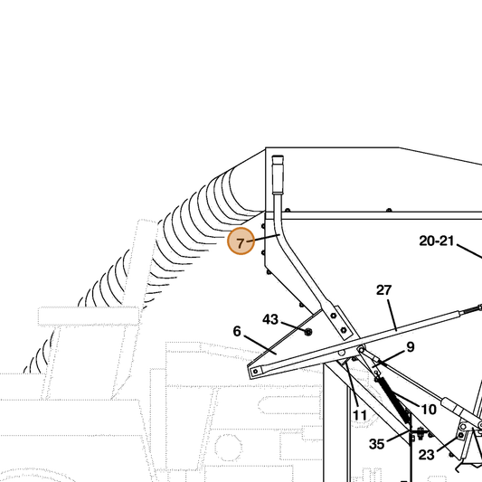 Grasshopper part 734075 — IPL diagram snippet (6x zoom, amber highlight)