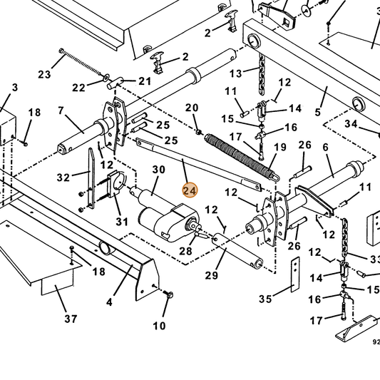 Grasshopper part 734077 — IPL diagram snippet (6x zoom, amber highlight)