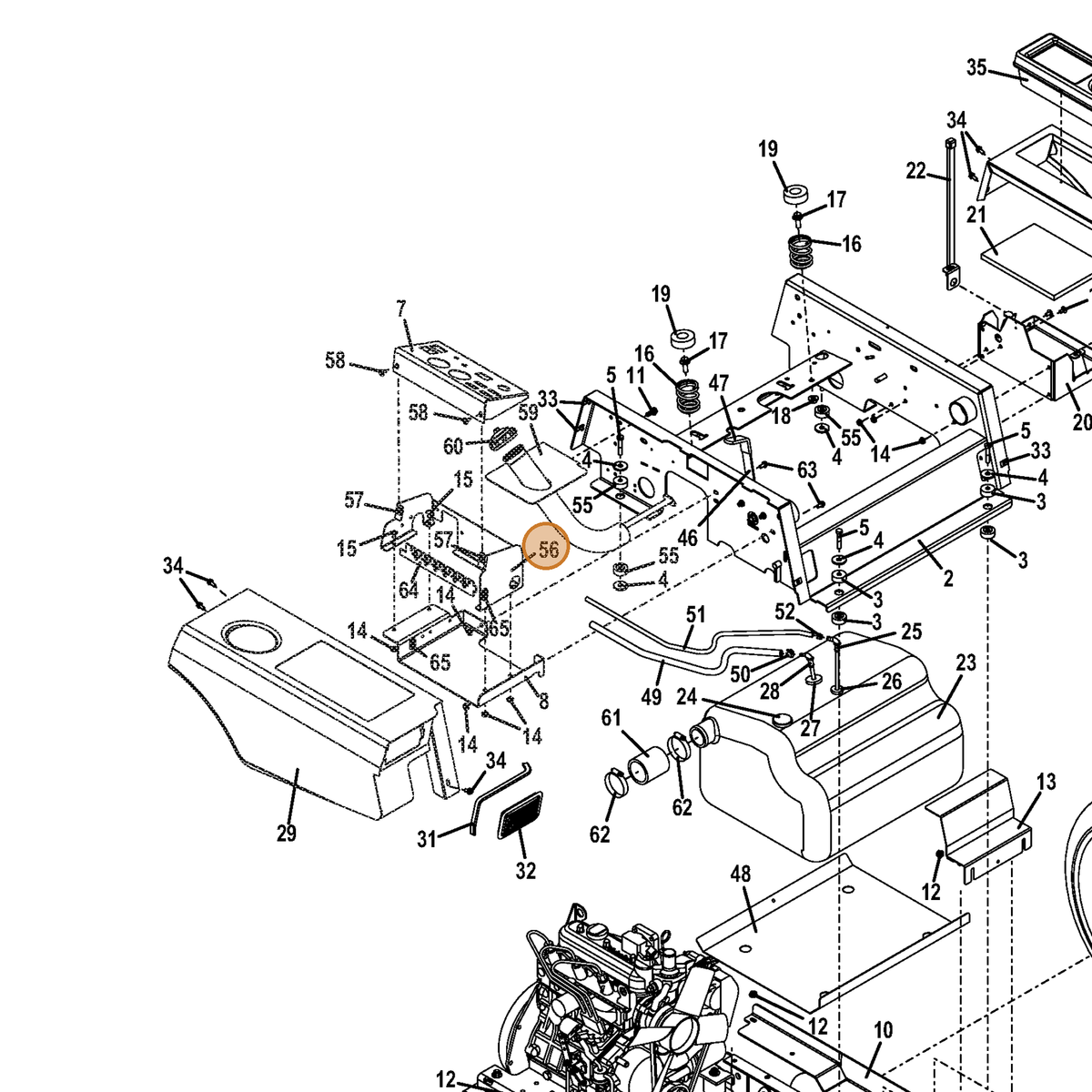 Grasshopper part 751036 — IPL diagram snippet (6x zoom, amber highlight)