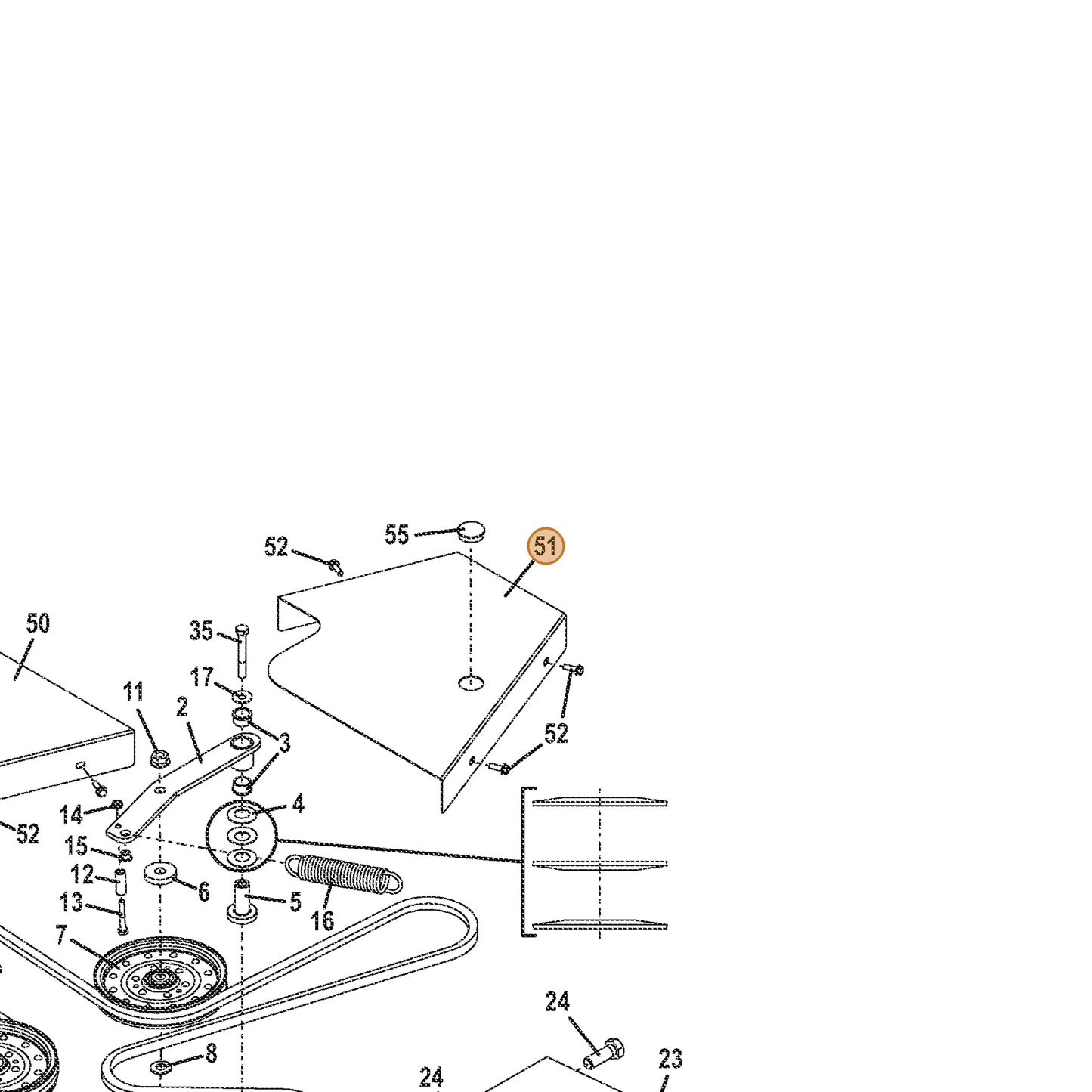 Grasshopper part 751047 — IPL diagram snippet (6x zoom, amber highlight)