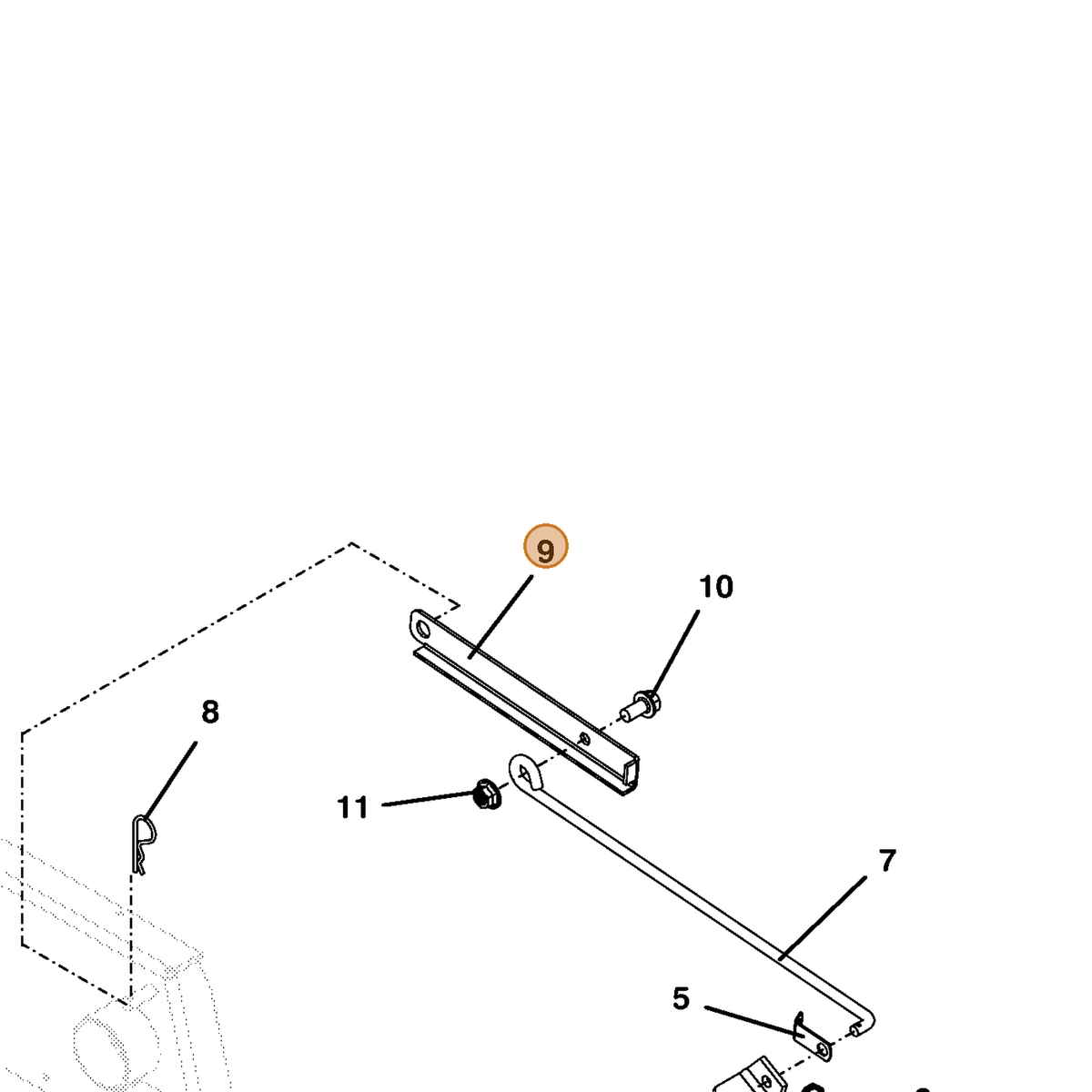 Grasshopper part 754029 — IPL diagram snippet (6x zoom, amber highlight)